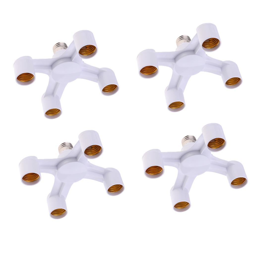 4PCS LED Lamp Bulb Socket Splitter Adapter Converter Holder to 4 in 1 E27