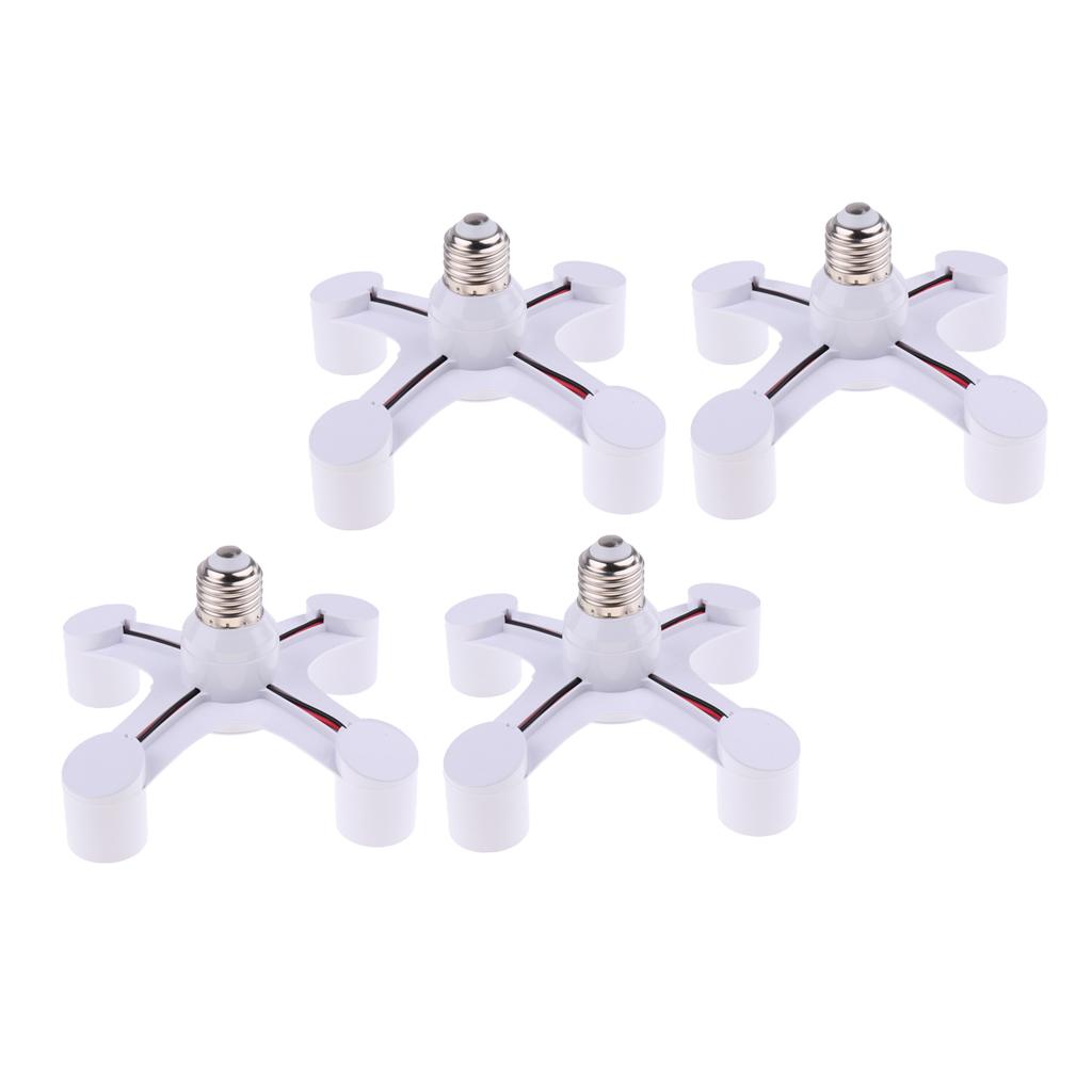 4PCS LED Lamp Bulb Socket Splitter Adapter Converter Holder to 4 in 1 E27