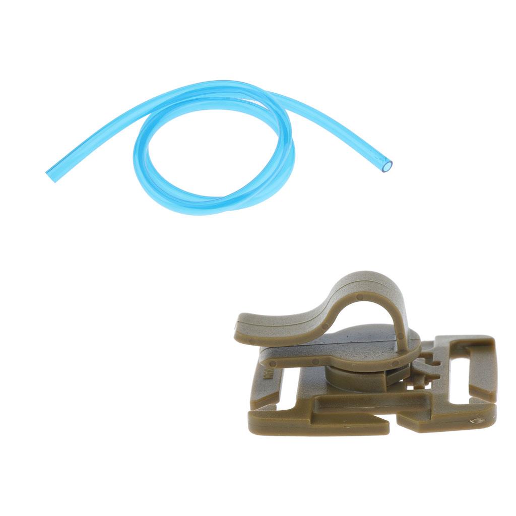 100cm Replacement Hydration Pack Drink Tube + Pipe Holder Buckle Brown Blue