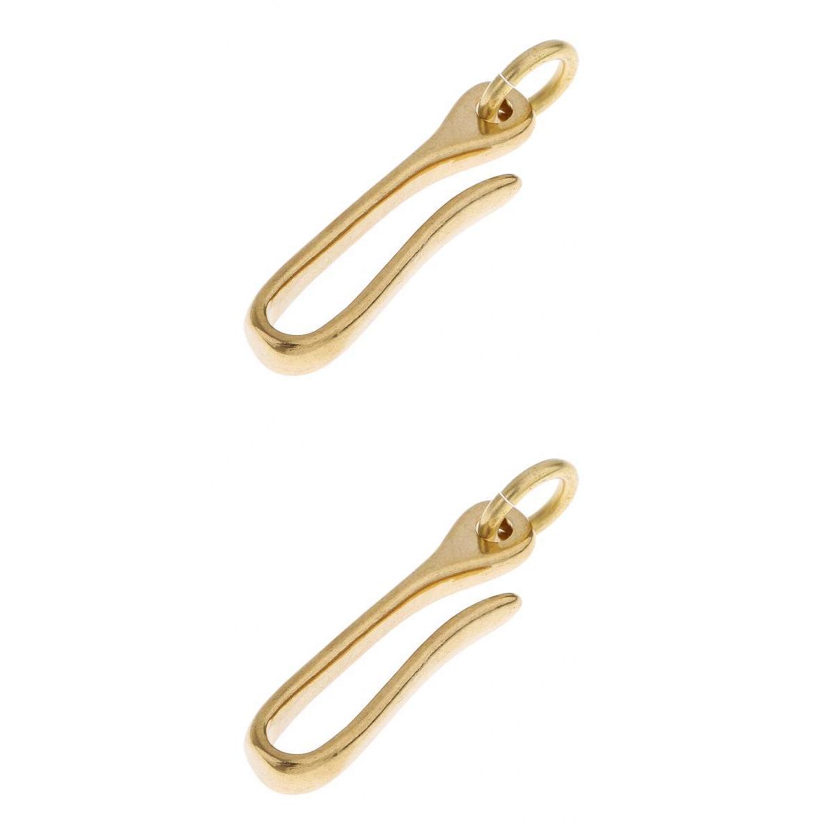 2 Pieces Solid Brass U Hook Loop Keychain Ring Belt Wallet Clip Holder