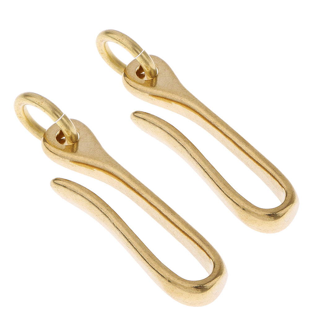 2 Pieces Solid Brass U Hook Loop Keychain Ring Belt Wallet Clip Holder
