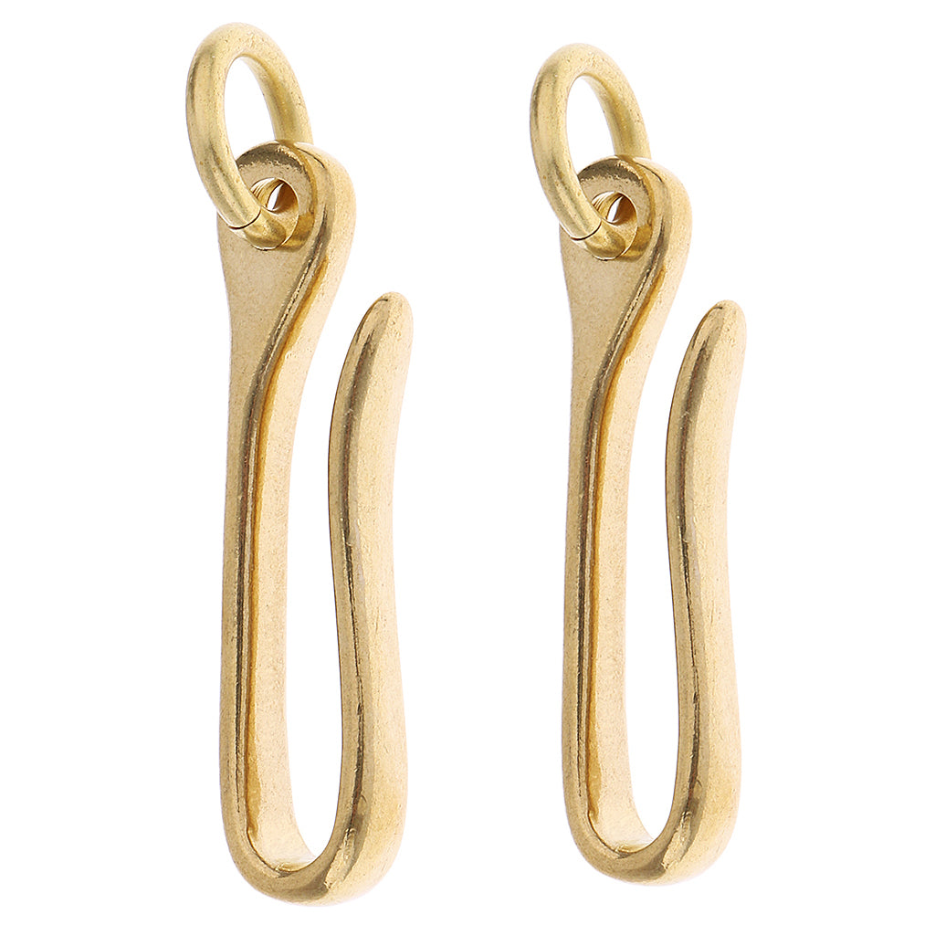 2 Pieces Solid Brass U Hook Loop Keychain Ring Belt Wallet Clip Holder