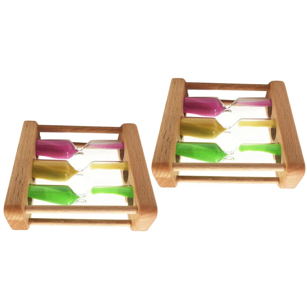 2Pcs 1+3+5 Minute Hourglass Wood Glass Sand Timer Clock