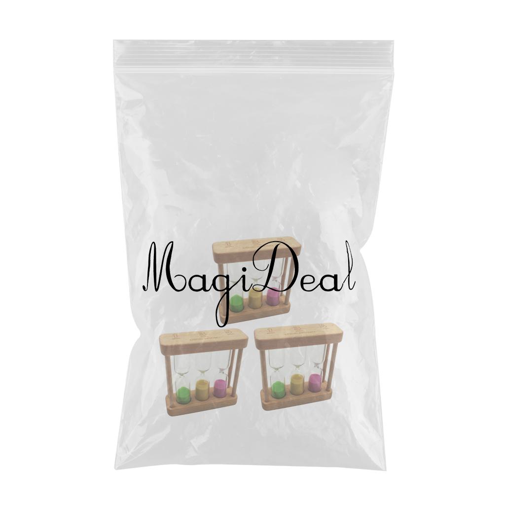 3Pcs 1+3+5 Minute Hourglass Wood Glass Sand Timer Clock