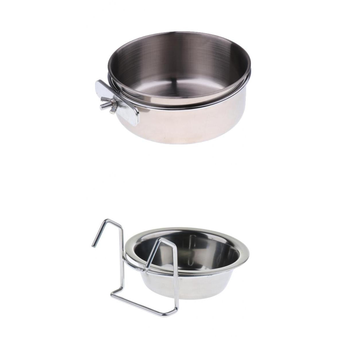 2Pcs Birds Squirrels Parrot Cages Feeder Pet Stainless Steel Food Water Bowl