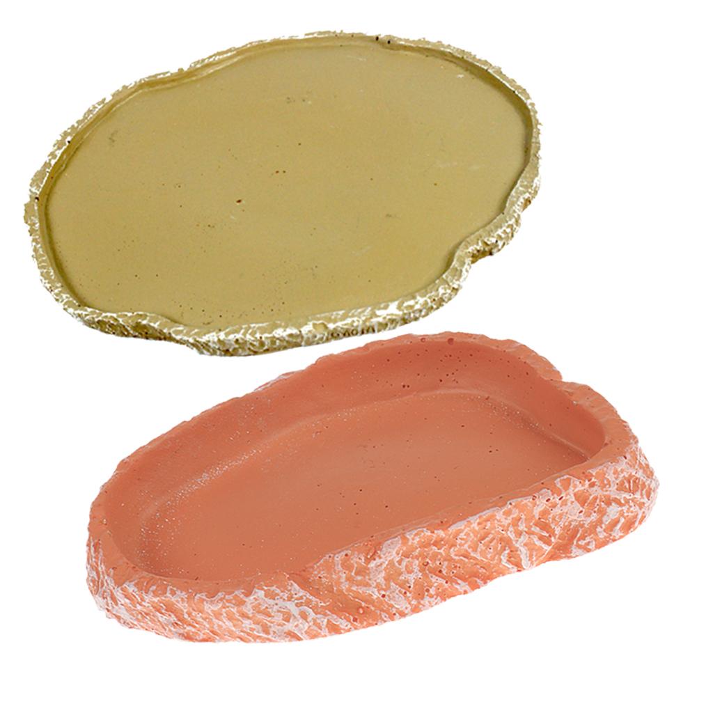2Pcs Reptile Feeding Bowl Food Water Resin Dish Pet Vivarium Tortoise Gecko