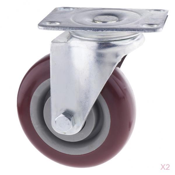 2pcs 4 inch Swivel Caster Rubber Wheel Top Plate Bearing Heavy Duty No Brake
