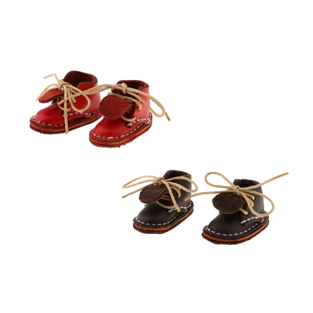 2 Pairs Fashion Lace Up Ankle Boots Shoes for Blythe Dolls Accessories