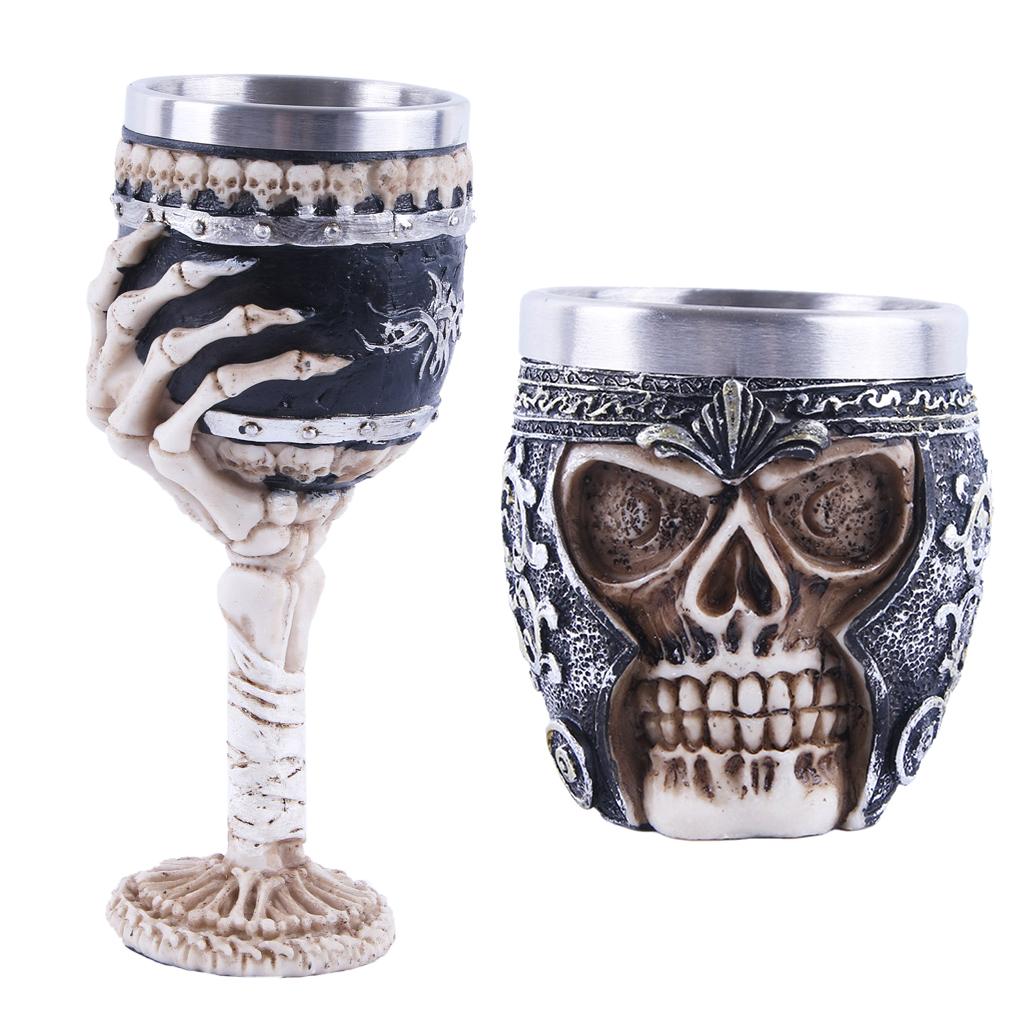 2Pcs Gothic Wine Goblet Resin Steampunk Collectibles Decorative Craft Gifts