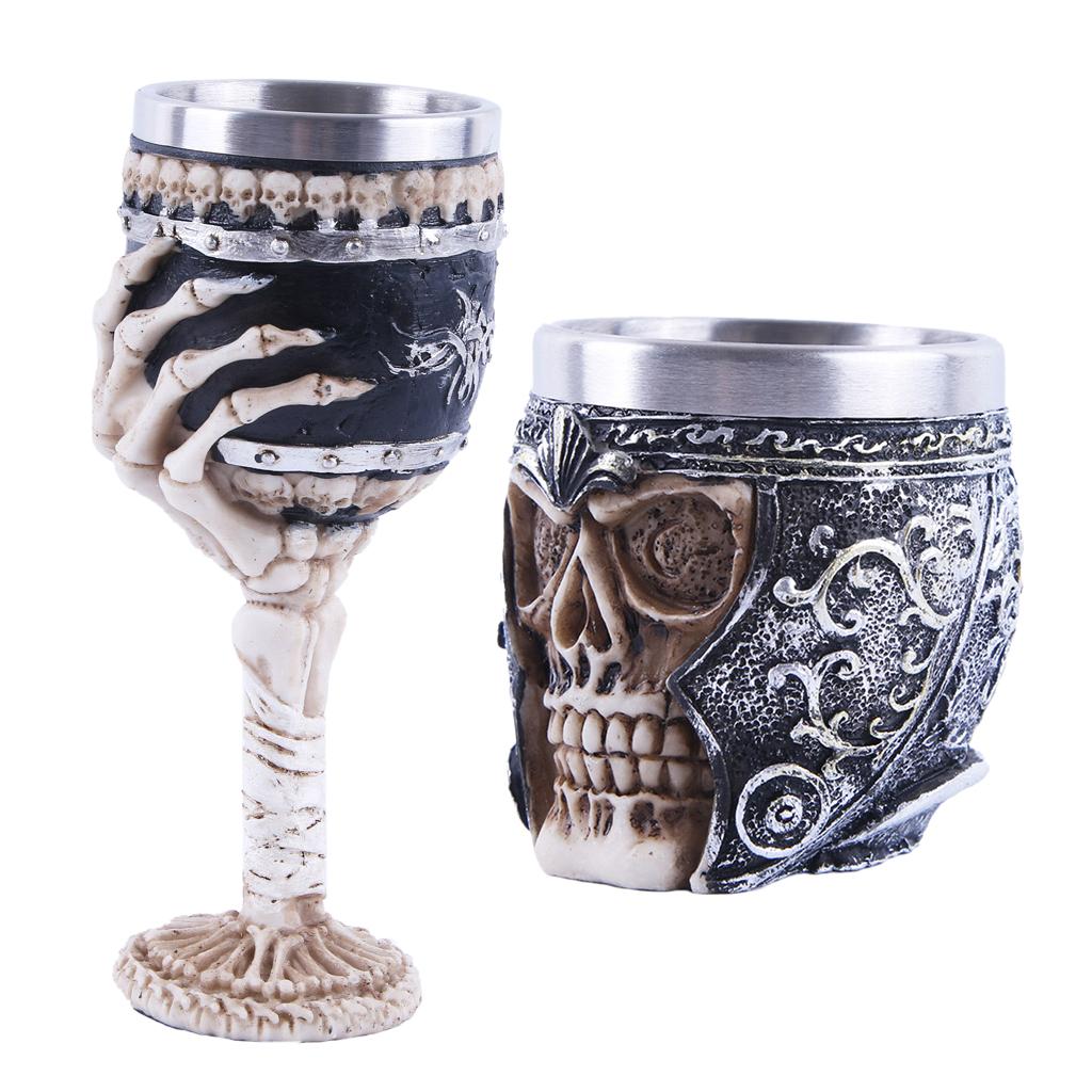 2Pcs Gothic Wine Goblet Resin Steampunk Collectibles Decorative Craft Gifts