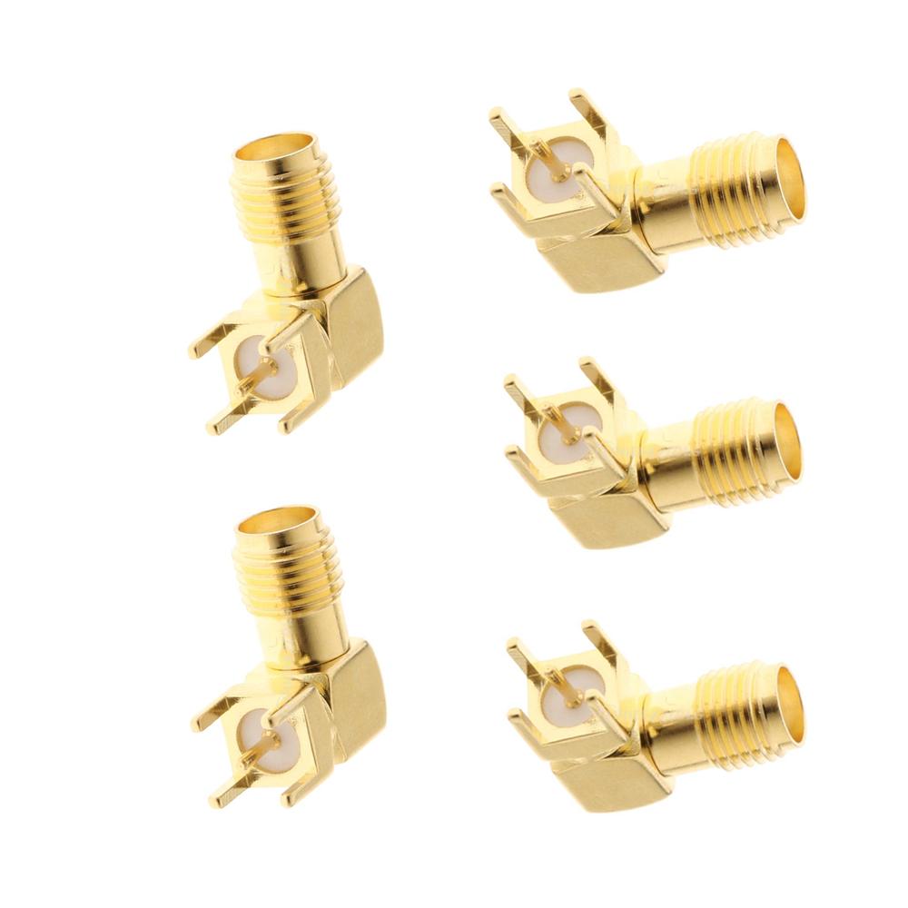 5x SMA Female Thru Hole Jack Right Angle SMA-KWE PCB Mount RF Connectors