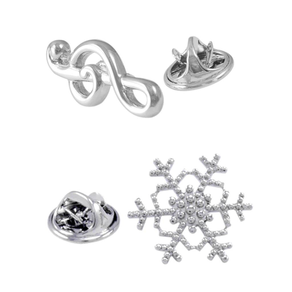 2 Pieces Musical Note Snowflake Brooch Corsage Banquet Scarf Pins Wedding