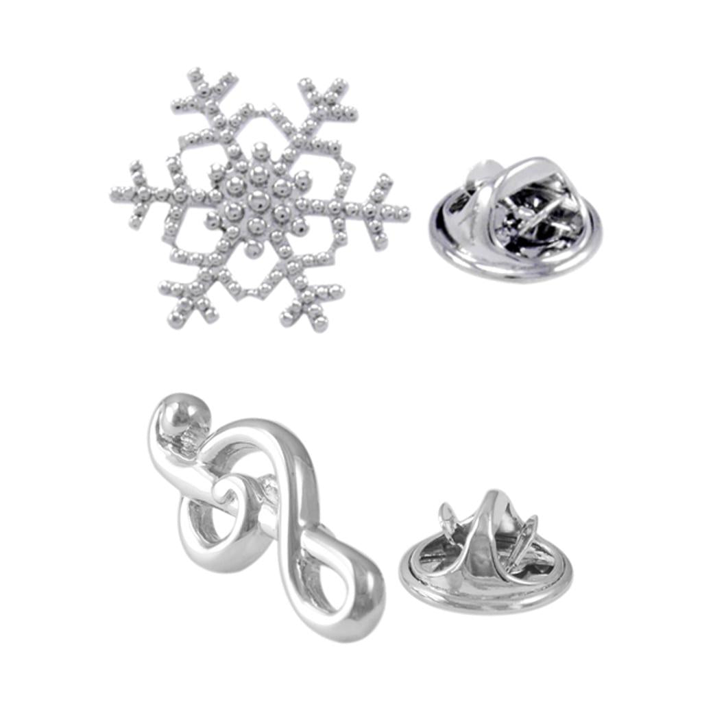 2 Pieces Musical Note Snowflake Brooch Corsage Banquet Scarf Pins Wedding