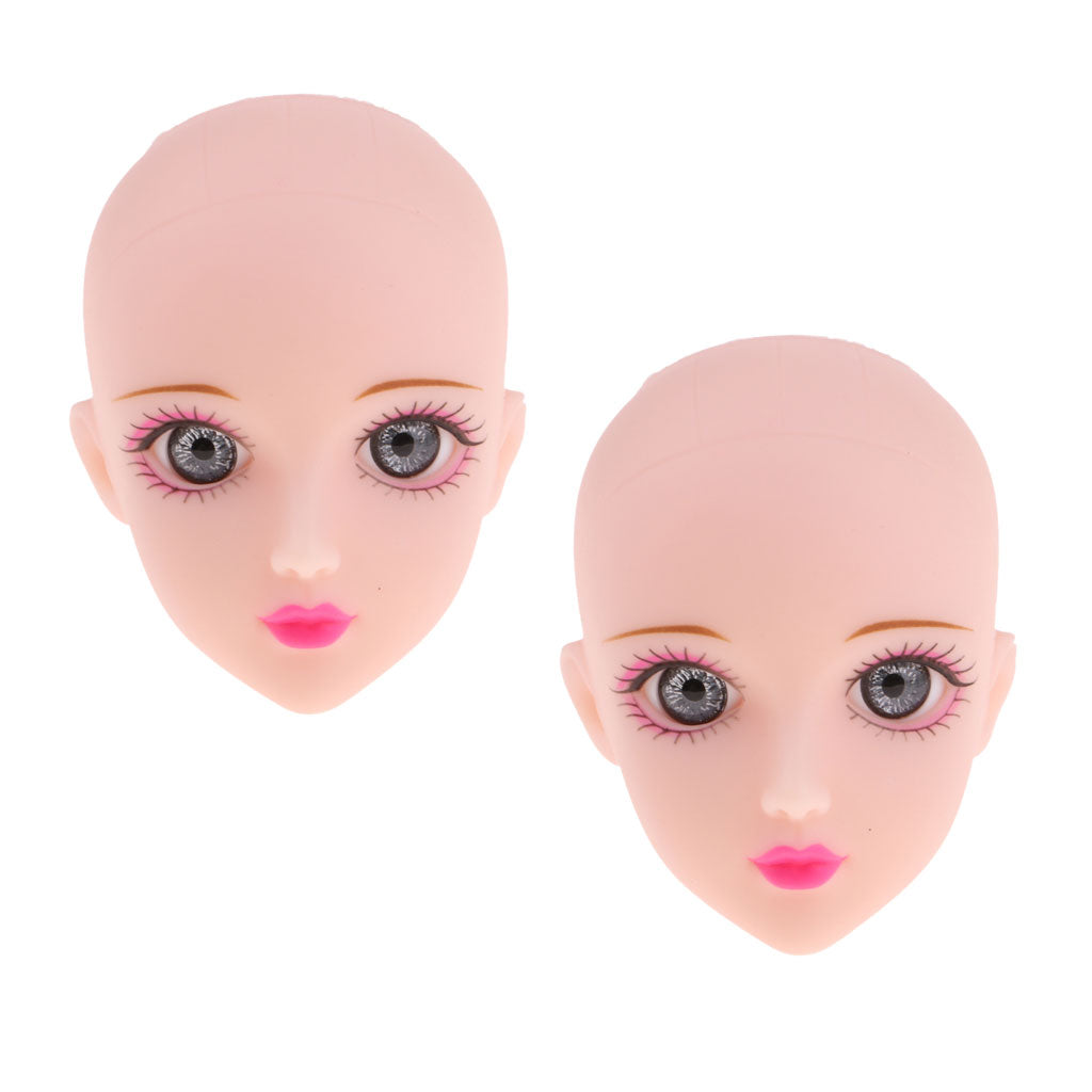 2pcs 1/6 Girl Doll Head with Gray Eyes for BJD XinYi Doll Body Part DIY Accs