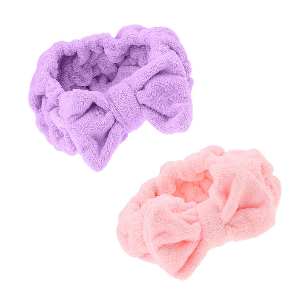 2x Soft Bowknot Makeup Cosmetic Shower Bath Spa Elastic Hair Band Headband