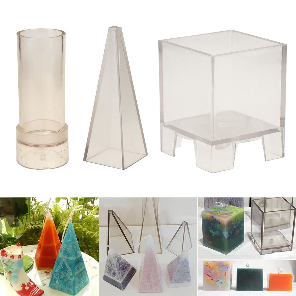 3 Pieces/Shapes Plastic Clear Candle Molds Soap Mould Candles Making Crafts