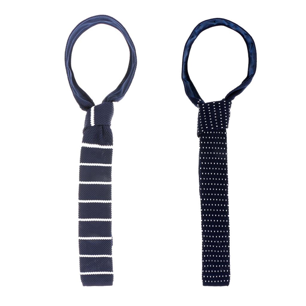 2x Men's Wool Knitted Flat Woven Tie Necktie