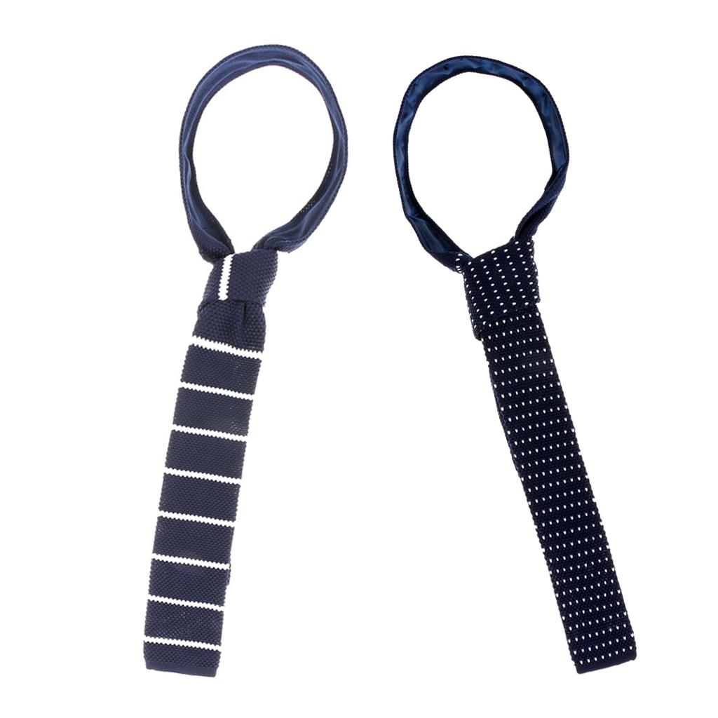 2x Men's Wool Knitted Flat Woven Tie Necktie