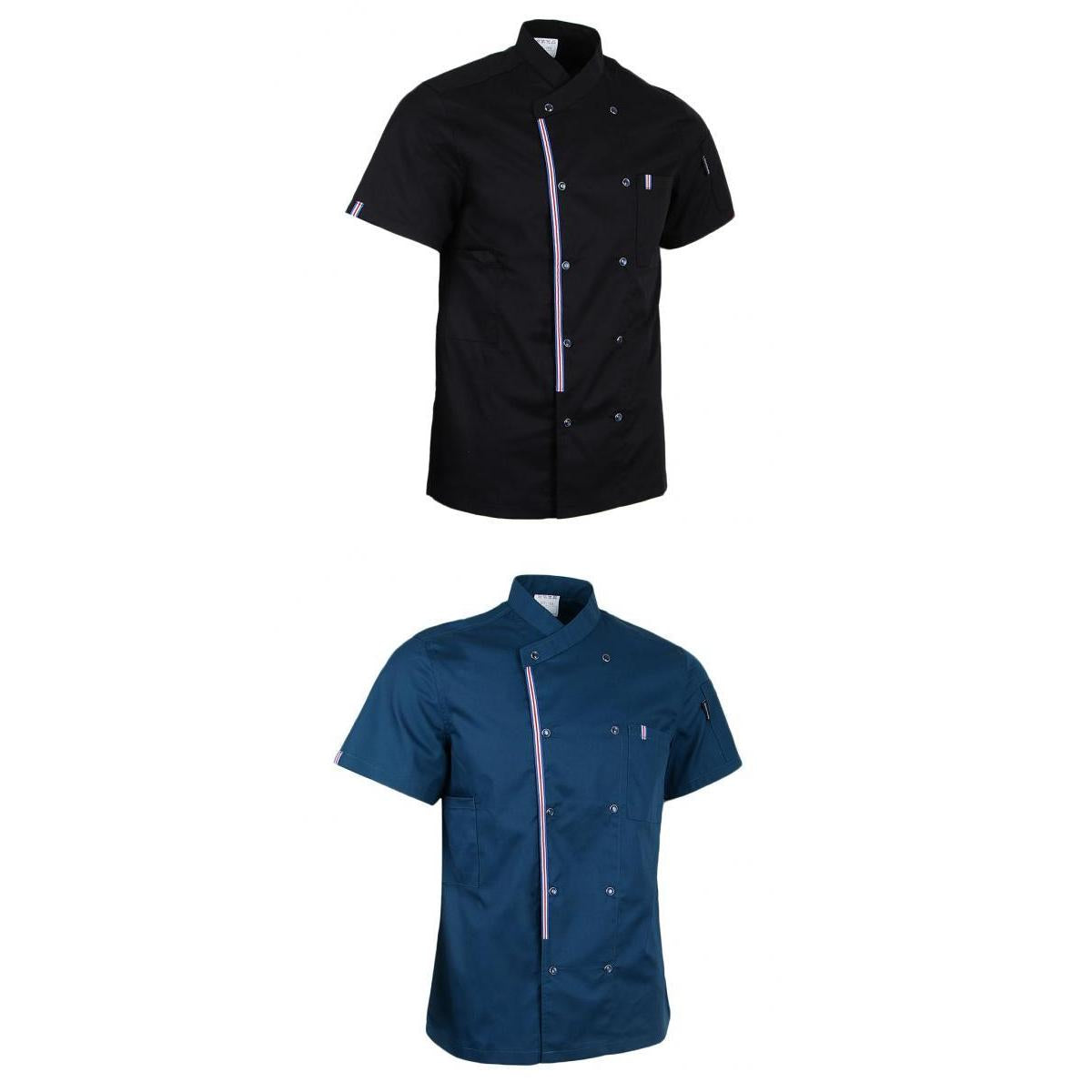 2x Women Men Chef Jackets Coat Short Sleeves Shirt Kitchen Uniforms M