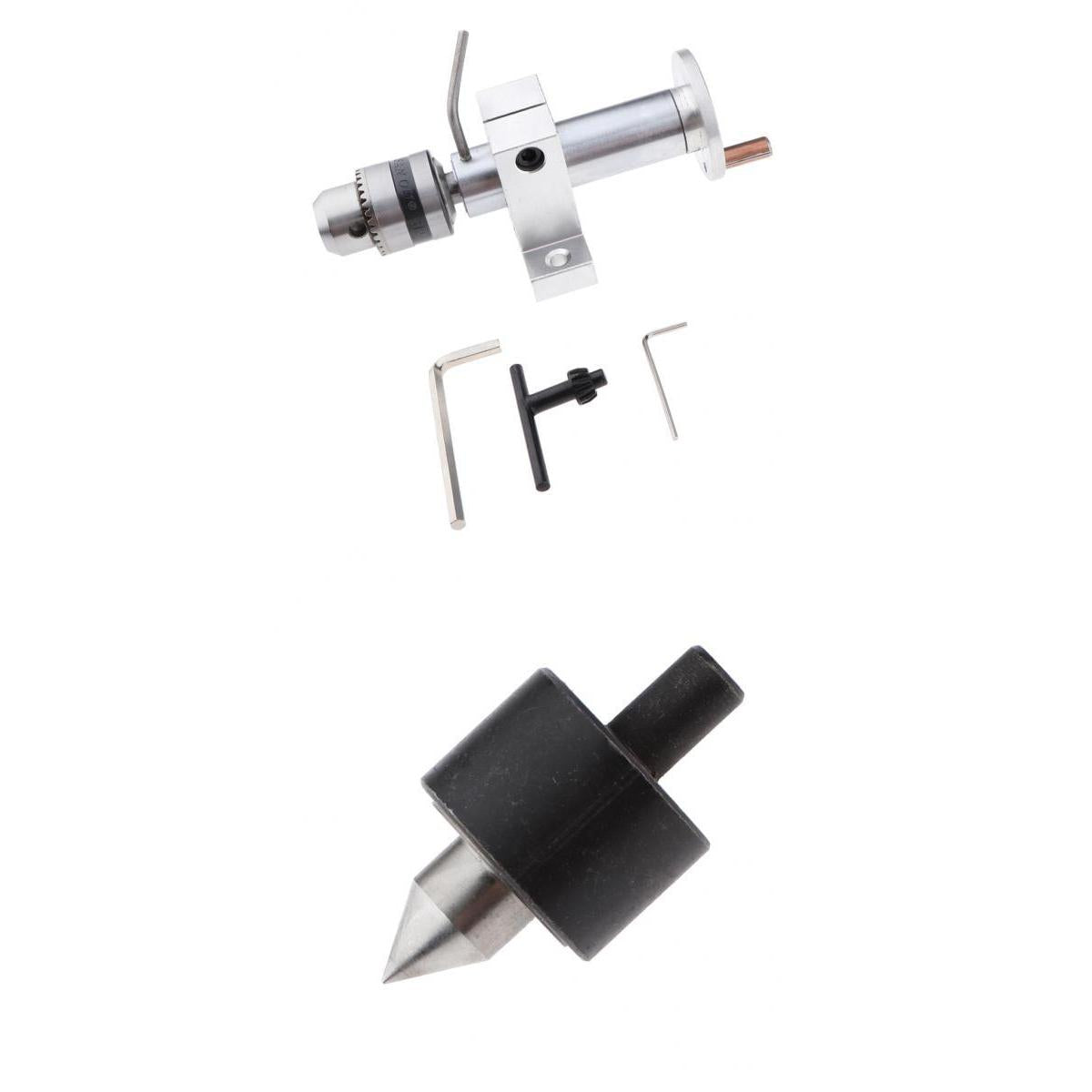 2PCS Mini Rotate Lathe Tailstock Woodwork Tool Drill Accessory and Round Top