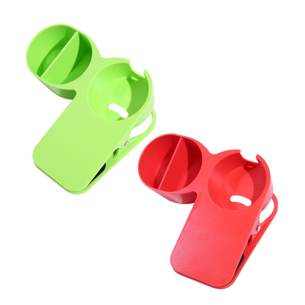 2pcs Multi-use Home Office Table Desktop Cup Holder Clamp Clip Red Green