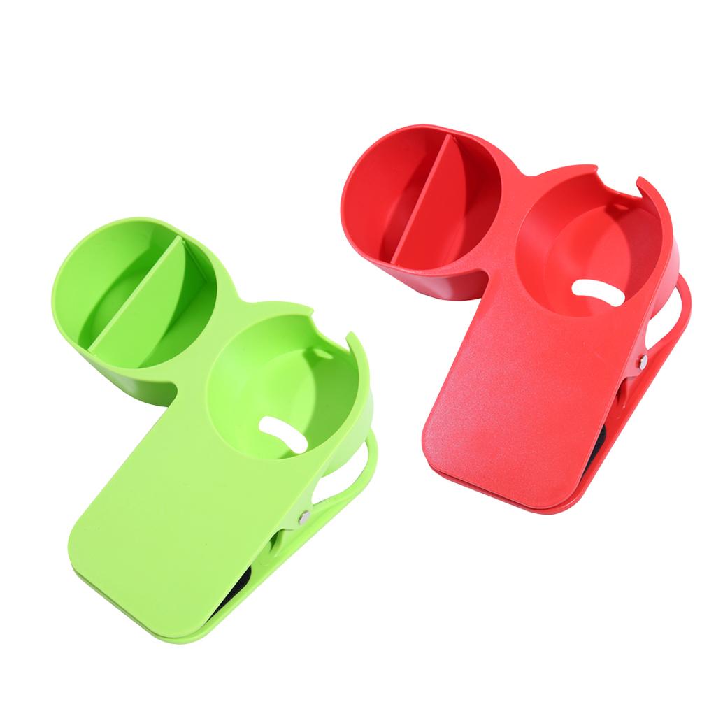 2pcs Multi-use Home Office Table Desktop Cup Holder Clamp Clip Red Green