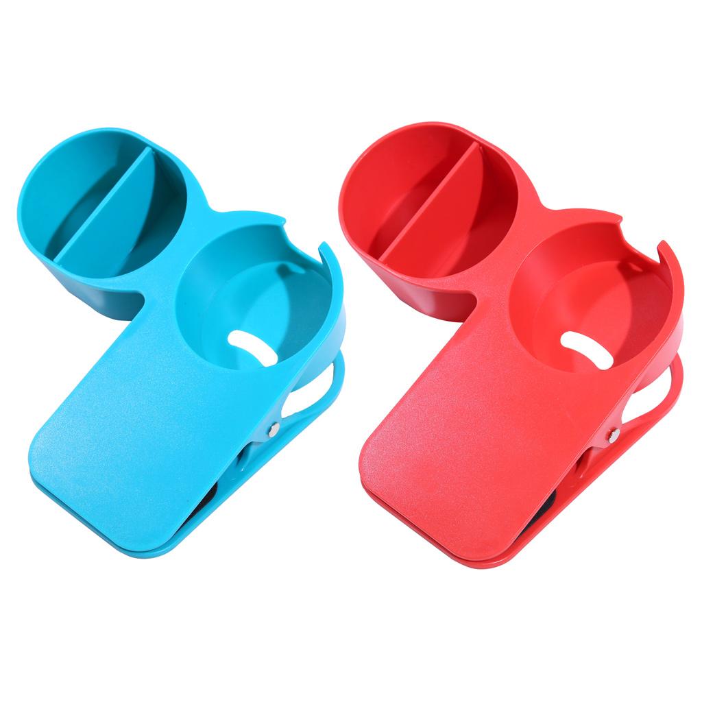 2pcs Multi-use Home Office Table Desktop Cup Holder Clamp Clip Red Blue