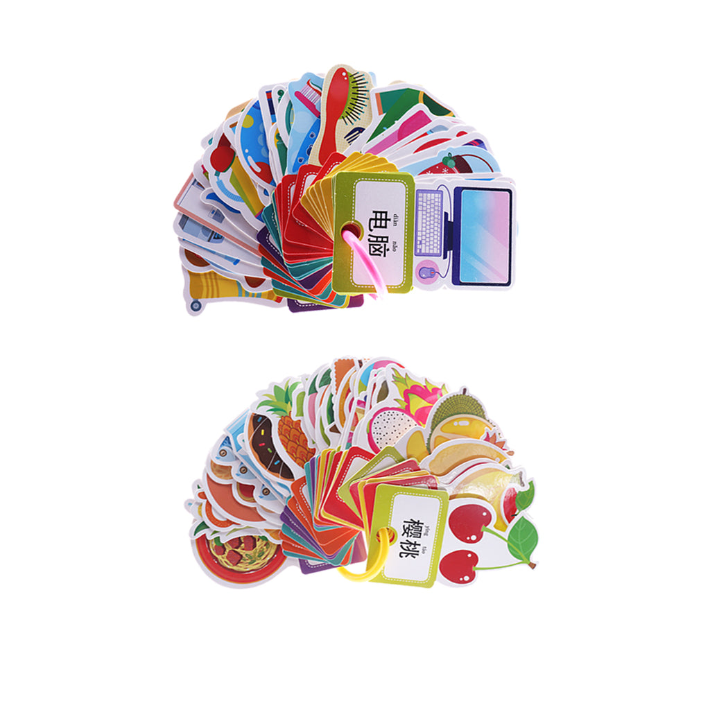2 Set(60Pcs) Preschool Educational Flash Cards with Storage Ring