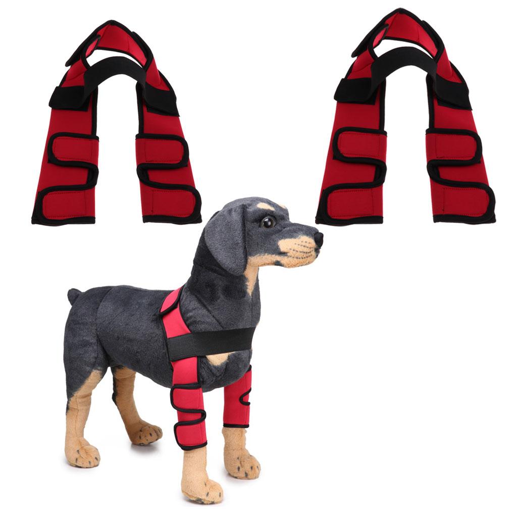 2Pcs Supportive Dog Front Hock Brace Wrap With Strap M/L