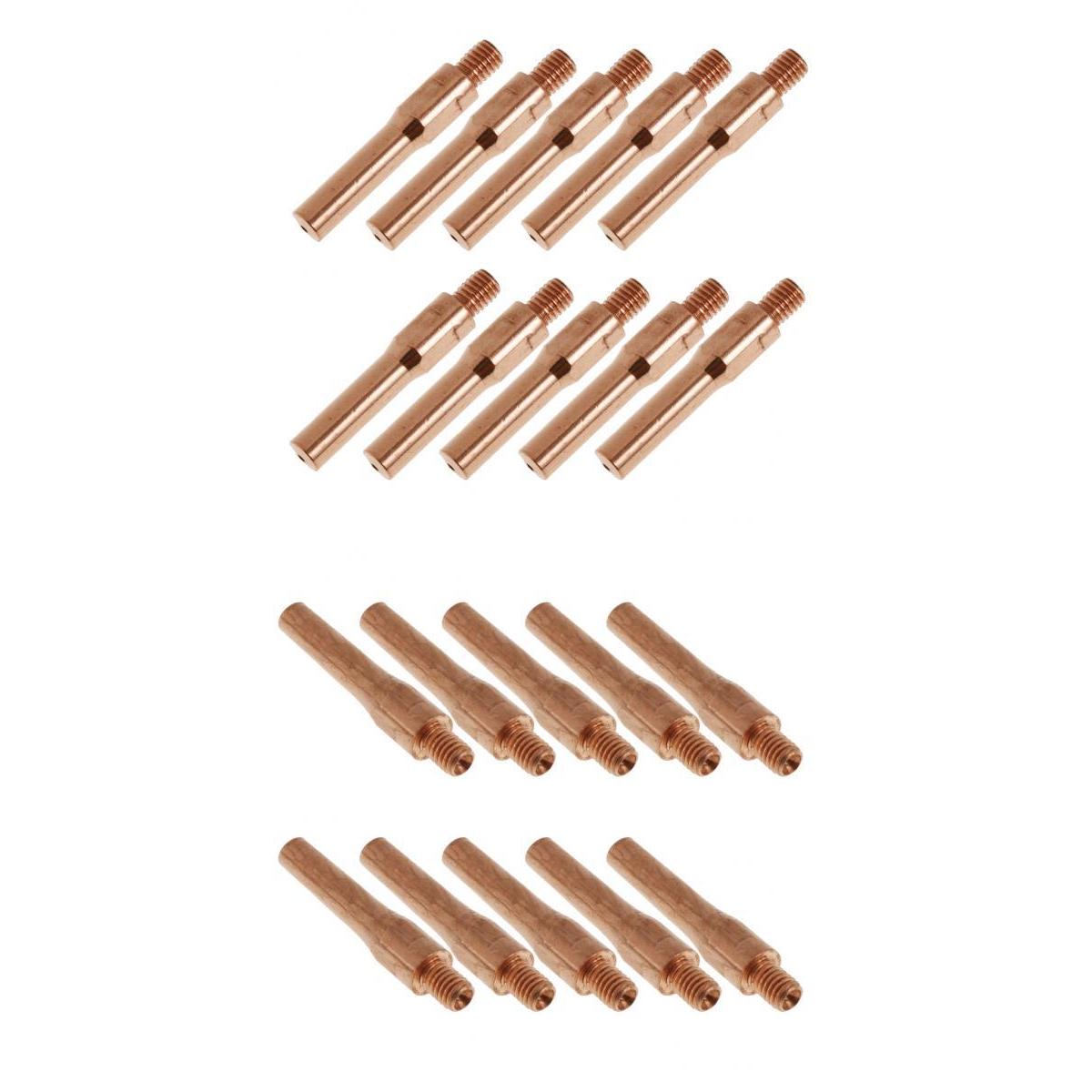 20Pcs Red Copper Gas Shielded Weld Welding Welder Contact Nozzle 1.4mm+0.8mm