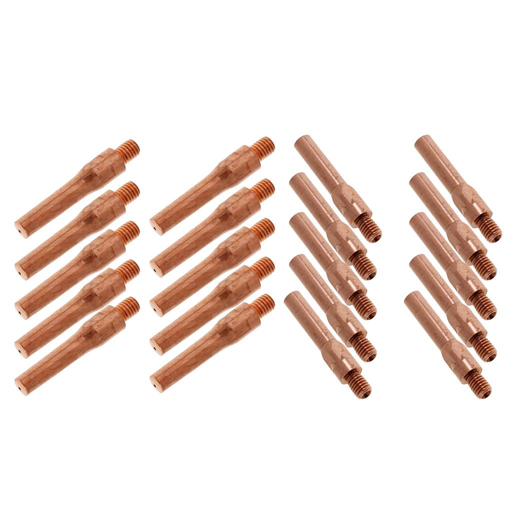 20Pcs Red Copper Gas Shielded Weld Welding Welder Contact Nozzle 0.8mm+1.2mm