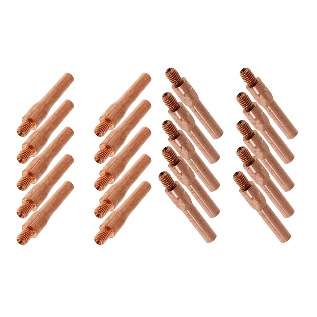 20Pcs Red Copper Gas Shielded Weld Welding Welder Contact Nozzle 0.8mm+1.2mm