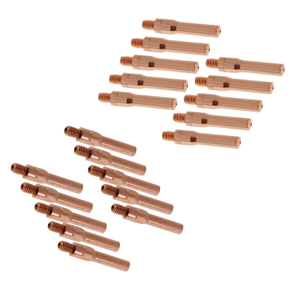 20Pcs Red Copper Gas Shielded Weld Welding Welder Contact Nozzle 1.2mm+1.0mm
