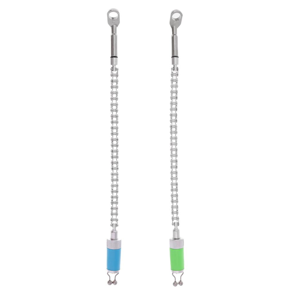 2 Pieces Carp Fishing Bite Alarm Tackle Chain Indicator Blue+Green