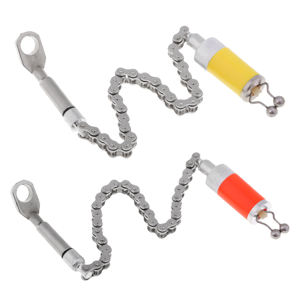 2 Pieces Carp Fishing Bite Alarm Tackle Chain Indicator Orange+Yellow