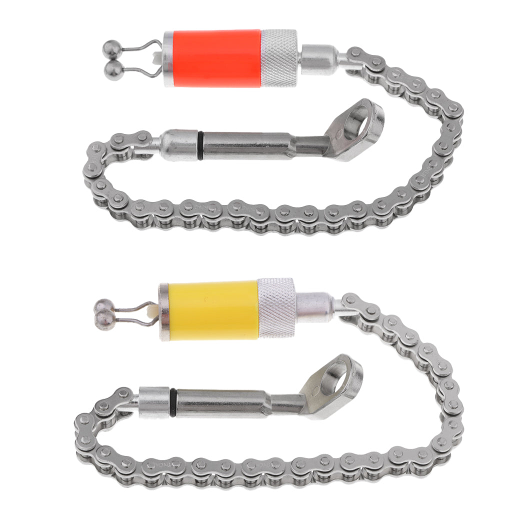 2 Pieces Carp Fishing Bite Alarm Tackle Chain Indicator Orange+Yellow