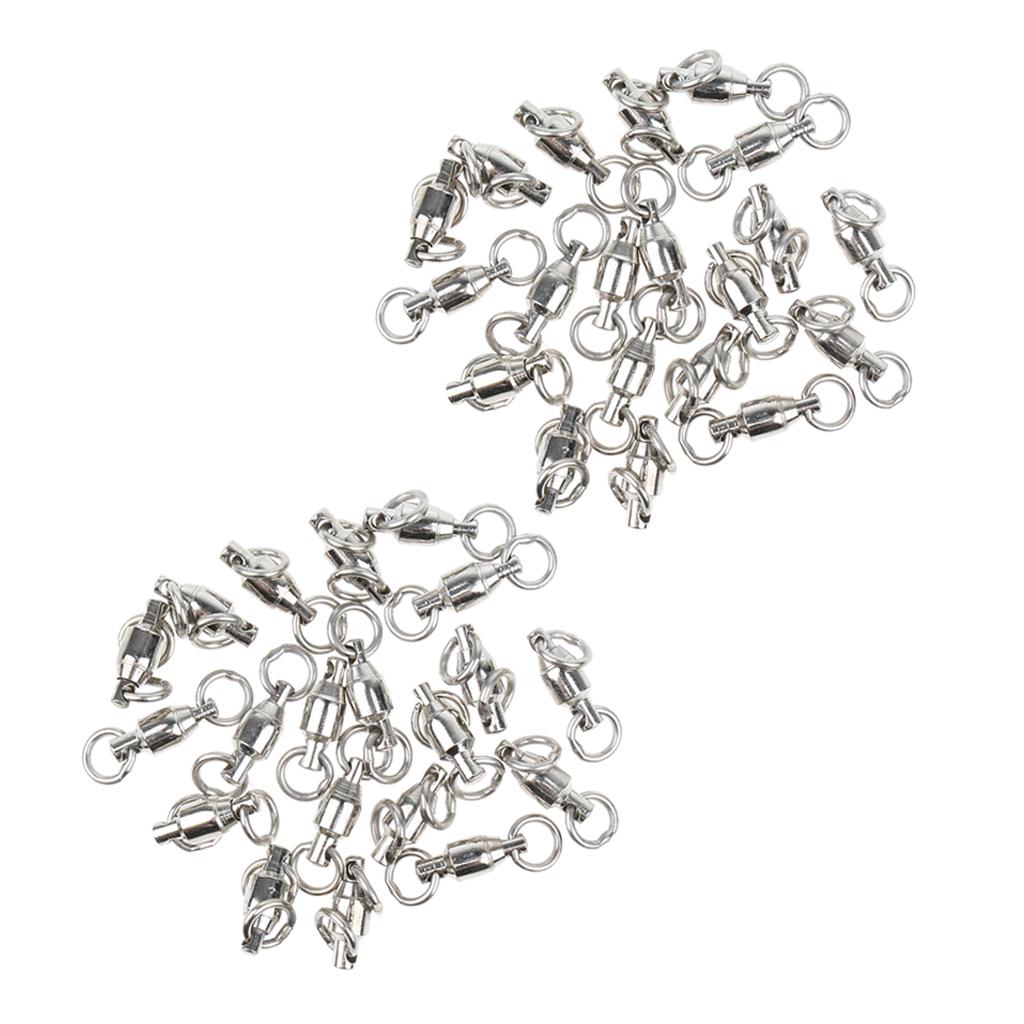 40pcs Ball Bearing Swivel Split Rings for Saltwater Sea Fishing Heavy Duty