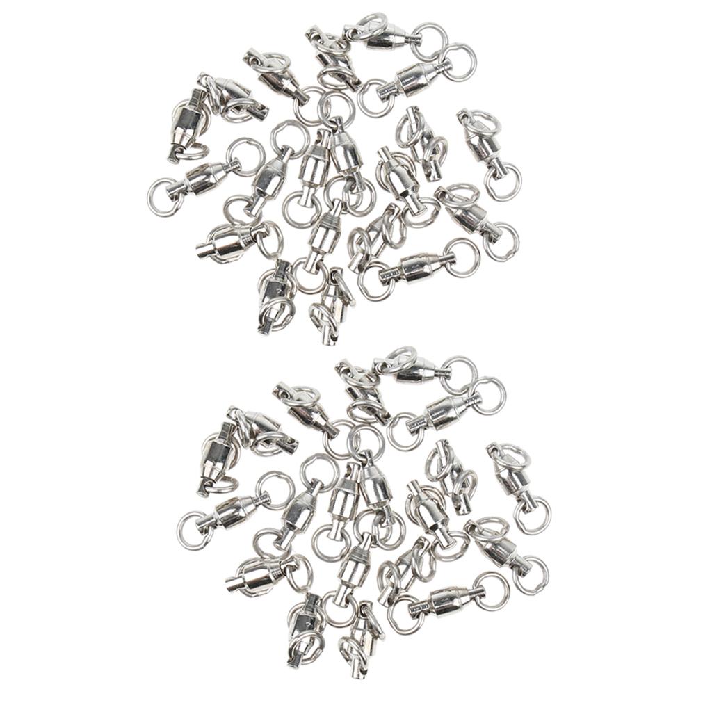 40pcs Ball Bearing Swivel Split Rings for Saltwater Sea Fishing Heavy Duty