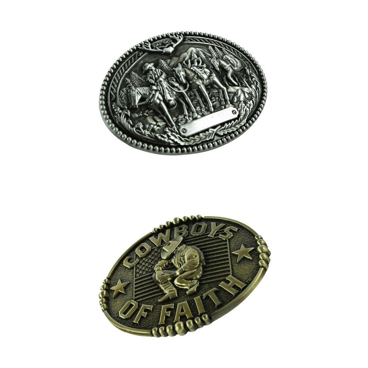 2x COWBOYS OF FAITH Western Hip Hop Belt Buckle for Men's Accessories Gifts