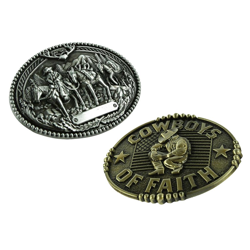 2x COWBOYS OF FAITH Western Hip Hop Belt Buckle for Men's Accessories Gifts