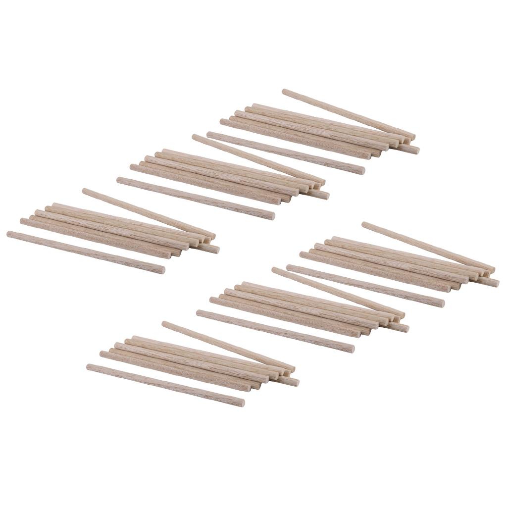 60pcs 8mm x 200mm Craft Sticks Tower Hobbies Rods Balsa Wooden Wood Working