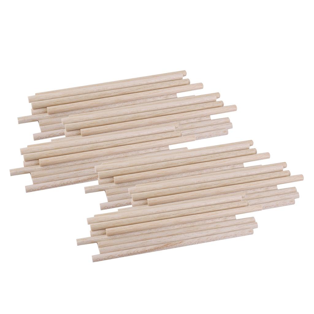 60pcs 8mm x 200mm Craft Sticks Tower Hobbies Rods Balsa Wooden Wood Working
