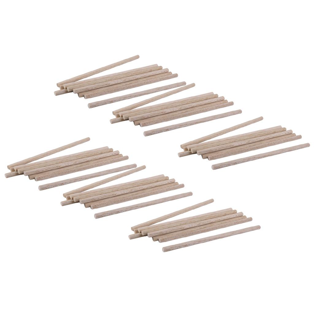 60pcs 8mm x 200mm Craft Sticks Tower Hobbies Rods Balsa Wooden Wood Working