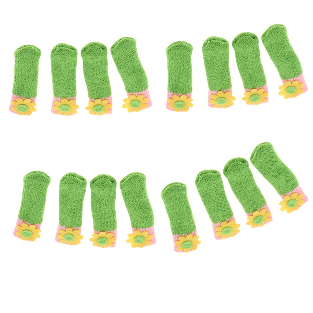 16xKnit Furniture Feet Socks Chair Leg Floor Protector Green (Sunflower)