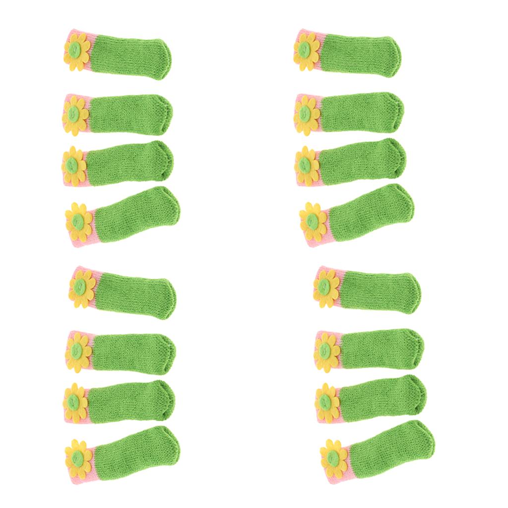 16xKnit Furniture Feet Socks Chair Leg Floor Protector Green (Sunflower)