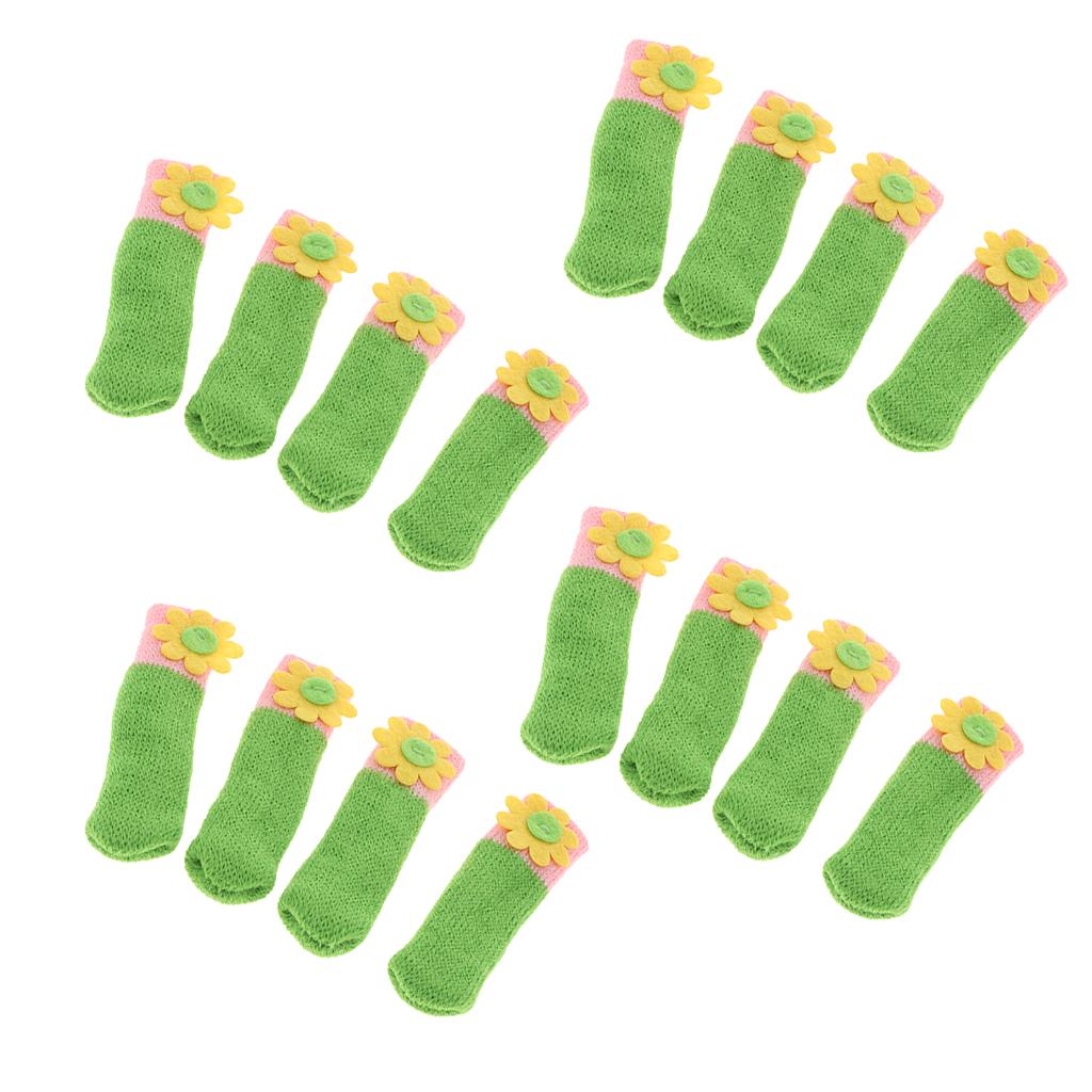 16xKnit Furniture Feet Socks Chair Leg Floor Protector Green (Sunflower)