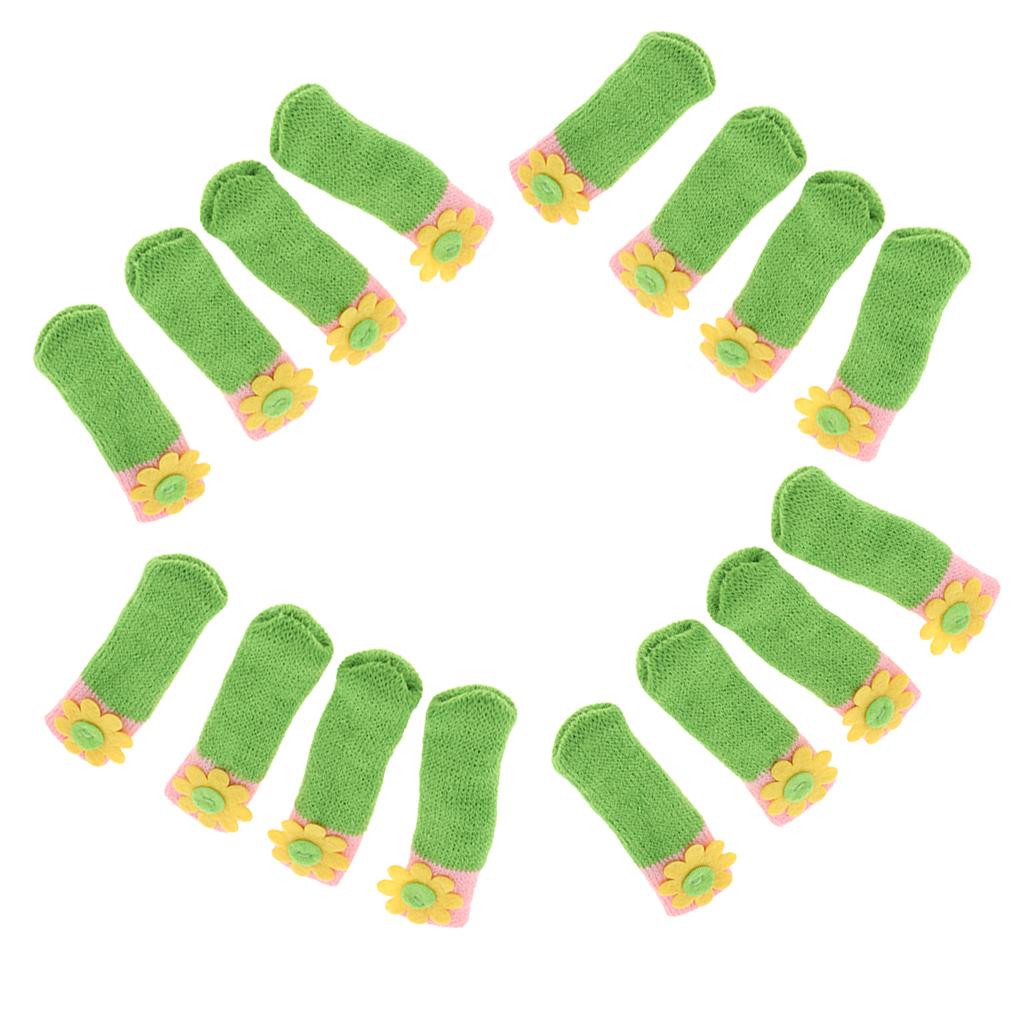 16xKnit Furniture Feet Socks Chair Leg Floor Protector Green (Sunflower)