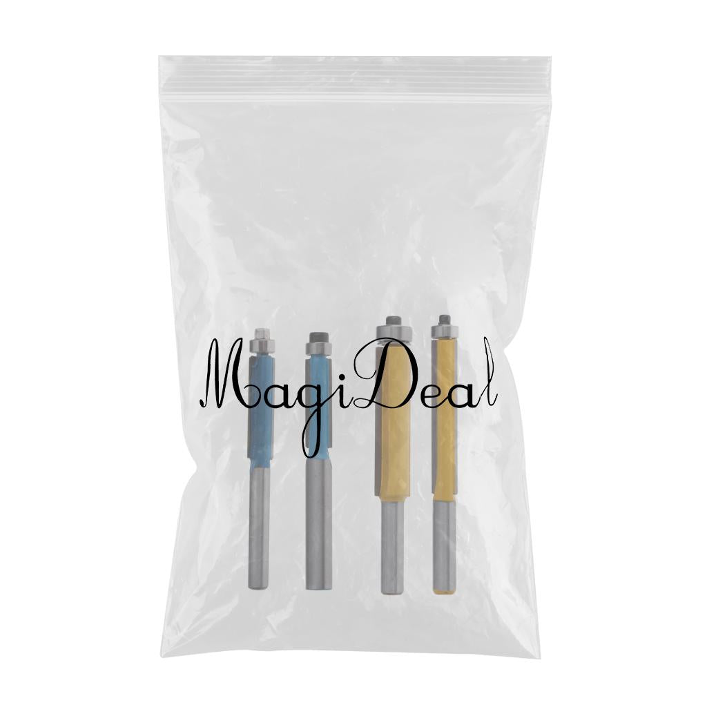 4PCS Alloy Flush Trim Extra Long Bearing Router Bit Woodworking Cutter