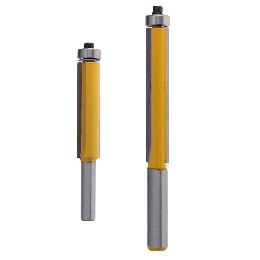 2PCS 8mm Shank Alloy Flush Trim Long Bear Router Bit Woodwork Cutter Tools