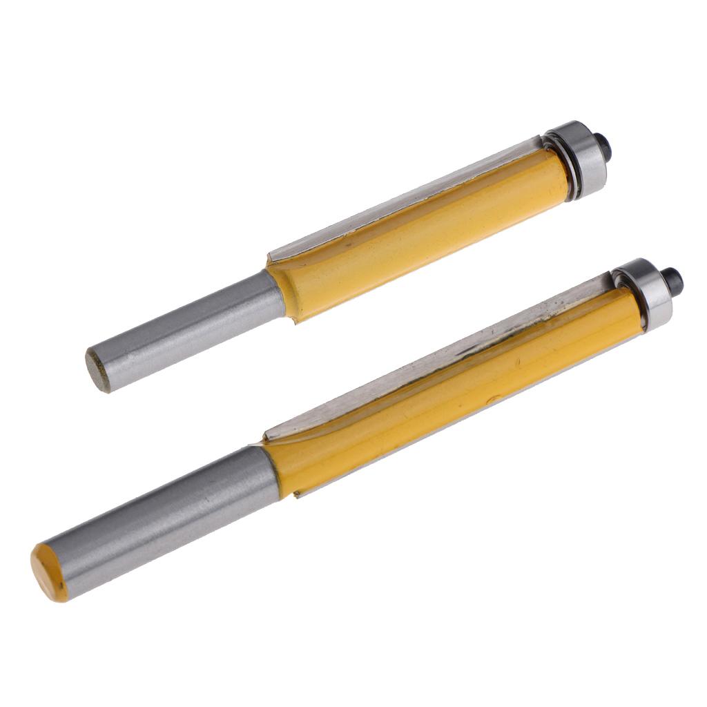 2PCS 8mm Shank Alloy Flush Trim Long Bear Router Bit Woodwork Cutter Tools